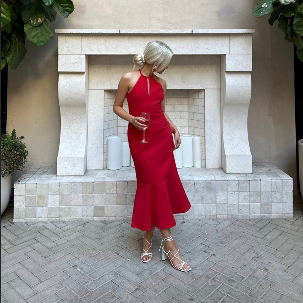Elegant Red Halter Dress